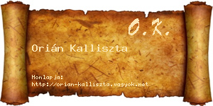 Orián Kalliszta névjegykártya